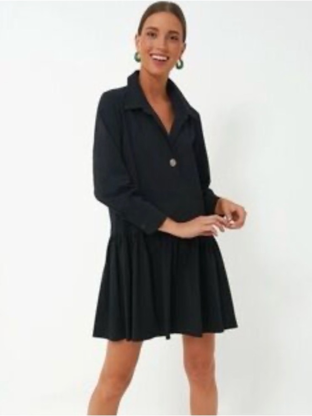 Tuckernuck/Pomander Place Black Collared Long-Sleeve Mini Dress
